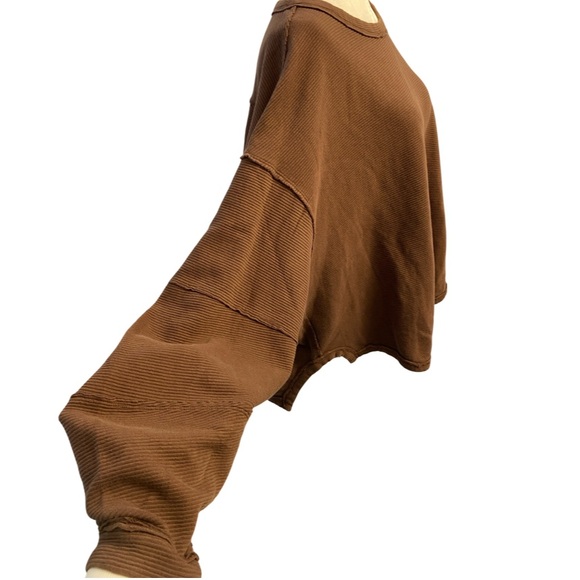 🔥Host Pick🔥Free People We The Free NWT Total Eclipse Tee Sz L Ribbed Long Sleeve - Picture 7 of 16